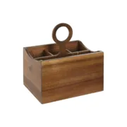 Cesto para talheres Home ESPRIT Natural Acácia 21 x 14,5 x 22 cm Casa | Jardim - nacloset