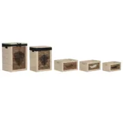 Cesto de Roupa Suja Home ESPRIT Preto Natural Madeira 40 x 30 x 56 cm 5 Peças Casa | Jardim - nacloset