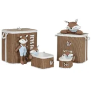 Cesto de Roupa Suja Home ESPRIT Azul Castanho Natural Infantil 44 x 44 x 45 cm 4 Peças Casa | Jardim - nacloset
