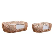 Cama para cães Home ESPRIT Branco Marrom claro Metal Rotim sintético 50 x 35 x 14 cm (2 Peças) Animais de Estimação - nacloset