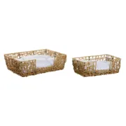 Cama para cães Home ESPRIT Branco Marrom claro Metal Rotim sintético 50 x 35 x 14 cm (2 Peças) Animais de Estimação - nacloset