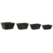 Caixas de arrumação Home ESPRIT Preto Madeira de abeto 34 x 26 x 18 cm 4 Peças Casa | Jardim - nacloset