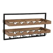 Suporte para garrafas Home ESPRIT Preto Natural 65 x 25 x 35 cm Cozinha | Gourmet - nacloset
