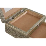 Guarda-Joias Home ESPRIT Branco Champanhe Madeira Alumínio 17,5 x 12,5 x 8,5 cm Casa | Jardim - nacloset 2