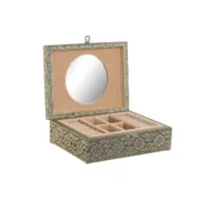 Guarda-Joias Home ESPRIT Branco Champanhe Madeira Alumínio 22,5 x 17,5 x 7,6 cm Casa | Jardim - nacloset