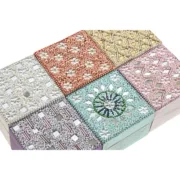 Guarda-Joias Home ESPRIT Multicolor Cor de Rosa Lilás Madeira de mangueira 10 X 10 X 6,6 cm (2 Peças) (6 Unidades) A Preço de Revenda - nacloset 2