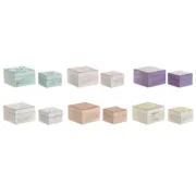 Guarda-Joias Home ESPRIT Multicolor Cor de Rosa Lilás Madeira de mangueira 10 X 10 X 6,6 cm (2 Peças) (6 Unidades) A Preço de Revenda - nacloset