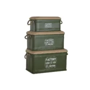 Conjunto de Baús Home ESPRIT Verde-escuro Natural Metal Corda Fibra 69 X 37 X 37,5 cm (3 Unidades) A Preço de Revenda - nacloset 2