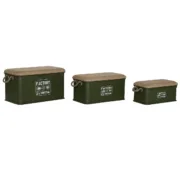 Conjunto de Baús Home ESPRIT Verde-escuro Natural Metal Corda Fibra 69 X 37 X 37,5 cm (3 Unidades) A Preço de Revenda - nacloset