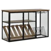 Suporte para garrafas Home ESPRIT Preto Natural Madeira Metal Cristal 102 x 32 x 60 cm Cozinha | Gourmet - nacloset