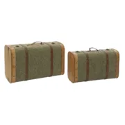 Conjunto de Baús Home ESPRIT Verde Madeira Tela Tropical 60 x 24 x 38 cm Casa | Jardim - nacloset