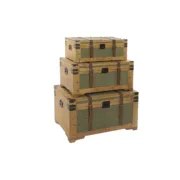 Conjunto de Baús Home ESPRIT Verde Madeira Tela Tropical 81 x 50 x 45 cm (3 Unidades) A Preço de Revenda - nacloset
