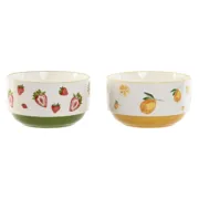 Saladeira Home ESPRIT Amarelo Vermelho Verde Porcelana 21 x 21 x 12 cm (2 Unidades) A Preço de Revenda - nacloset