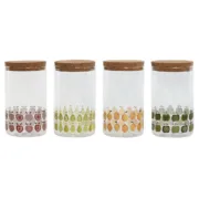 Bote Home ESPRIT Amarelo Verde Natural Cortiça Silicone Vidro de Borosilicato Shabby Chic 1 L (4 Unidades) A Preço de Revenda - nacloset
