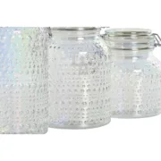Conjunto de 3 Potes Home ESPRIT Transparente Metal Cristal 1,2 L 3 Peças Cozinha | Gourmet - nacloset 2