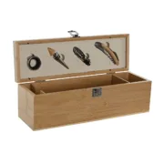 Conjunto de Acessórios para Vinho Home ESPRIT Natural Bambu Aço inoxidável Cozinha | Gourmet - nacloset