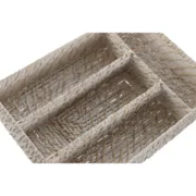 Organizador de Talheres Home ESPRIT Branco Natural Bambu 34 x 24 x 6 cm Casa | Jardim - nacloset 2
