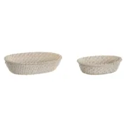 Conjunto de Cestas Home ESPRIT Branco Natural Bambu Rotim 29 x 22 x 7 cm Casa | Jardim - nacloset
