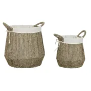 Cesto de Roupa Suja Home ESPRIT Branco Natural Algas marinhas 43 x 43 x 48 cm (2 Unidades) A Preço de Revenda - nacloset