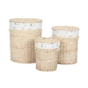 Cesto de Roupa Suja Home ESPRIT Natural vime Shabby Chic 45 x 45 x 55 cm 3 Peças Casa | Jardim - nacloset