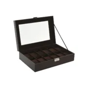 Guarda-Joias Home ESPRIT Catanho escuro Poliuretano Cristal Aço Madeira MDF 30 x 20 x 8 cm Casa | Jardim - nacloset