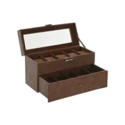Guarda-Joias Home ESPRIT Castanho Poliuretano Cristal Madeira MDF 27,5 X 11 X 15,5 CM Casa | Jardim - nacloset