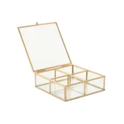 Guarda-Joias Home ESPRIT Dourado Metal Cristal 15 x 16 x 5 cm Casa | Jardim - nacloset 2
