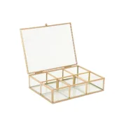 Guarda-Joias Home ESPRIT Dourado Metal Cristal 20 x 16 x 5 cm Casa | Jardim - nacloset 2