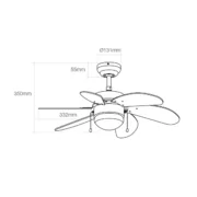 Ventilador de Teto com Luz EDM 33984 Aral Wengue Níquel 50 W Ar condicionado e ventiladores - nacloset 2
