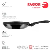 Frigideira FAGOR Indutherm Preto Aço Esmaltado (Ø 26 cm) Cozinha | Gourmet - nacloset