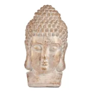 Figura Decorativa para Jardim Buda Cabeça Branco/Dourado Poliresina (35 x 65,5 x 38 cm) Casa | Jardim - nacloset