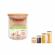 Bote Quttin Vidro de Borosilicato Bambu Silicone 500 ml 9,5 x 9,5 x 11,5 cm (12 Unidades) (9,5 x 11 cm) A Preço de Revenda - nacloset 2