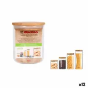 Bote Quttin Vidro de Borosilicato Bambu Silicone 500 ml 9,5 x 9,5 x 11,5 cm (12 Unidades) (9,5 x 11 cm) A Preço de Revenda - nacloset