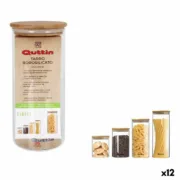Frasco Quttin Bamboo Vidro de Borosilicato Silicone 1,25 L 10,2 x 22,8 cm (12 Unidades) (9,5 x 21 cm) A Preço de Revenda - nacloset