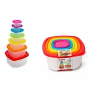 Conjunto de Lancheiras Privilege Multicolor Empilhável Quadrado 7 Peças (12 Unidades) A Preço de Revenda - nacloset 2