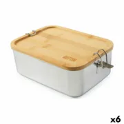 Lancheira Quttin Bambu Aço inoxidável Retangular (6 Unidades) A Preço de Revenda - nacloset