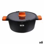 Caçarola com Tampa de Vidro Quttin Gastro Preto Laranja 34,5 x 25,5 x 12 cm (6 Unidades) A Preço de Revenda - nacloset