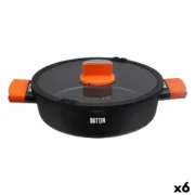 Caçarola com Tampa de Vidro Quttin Gastro Preto Laranja 36,5 x 27 x 8,5 cm (6 Unidades) A Preço de Revenda - nacloset