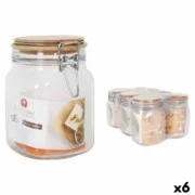 Frasco Borgonovo Primizie Fecho hermético Bambu 1L 10,5 x 10,5 x 15,5 cm (6 Unidades) A Preço de Revenda - nacloset