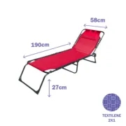 Marbueno Cadeira Dobrável em Aço com Almofada para Jardim e Piscina 190X58X27 cm Vermelha 10000 Casa | Jardim - nacloset 2