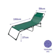 Marbueno Cadeira Dobrável Aço com Almofada Jardim e Piscina 190X58X27 cm Verde 10002 Casa | Jardim - nacloset 2