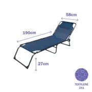 Marbueno Cadeira de Jardim e Piscina Dobrável de Aço Com Almofada Azul 190X58X27 cm 10003 Casa | Jardim - nacloset 2