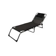 Marbueno Cadeira de Jardim Dobrável Aço com Almofada e Piscina 190X58X27 cm Preta 10004 Casa | Jardim - nacloset