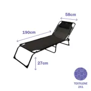 Marbueno Cadeira de Jardim Dobrável Aço com Almofada e Piscina 190X58X27 cm Preta 10004 Casa | Jardim - nacloset 2