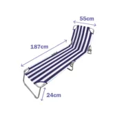 Ligstoel Marbueno Riscas Azul Branco 187 x 24 x 55 cm Casa | Jardim - nacloset 2
