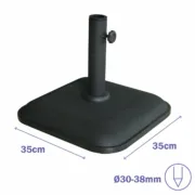 Marbueno Base Sombrilla Cuadrada Cimento 35x35x5,2 cm 11KG Preto Jardim, Piscina, Terraço Casa | Jardim - nacloset 2