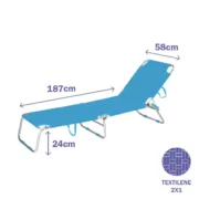 Marbueno Tumbona Plegable Alumínio Azul Praia e Piscina 187X58X24 cm 10460 Casa | Jardim - nacloset 2