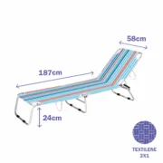 Marbueno Tumbona Plegable Rayas Laranja e Azul Azul Praia 187X58X24 cm 10466 Casa | Jardim - nacloset 2