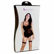 Espartilho S Pleasures Preto (Tamanho único) Babydolls e bodies - nacloset
