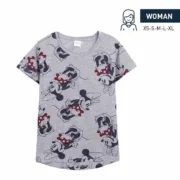 Camisola de Manga Curta Mulher Minnie Mouse Cinzento Moda | Acessórios - nacloset